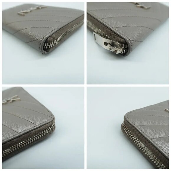 100% Authentic SAINT LAURENT Grey Leather Wallet - Picture 5 of 11